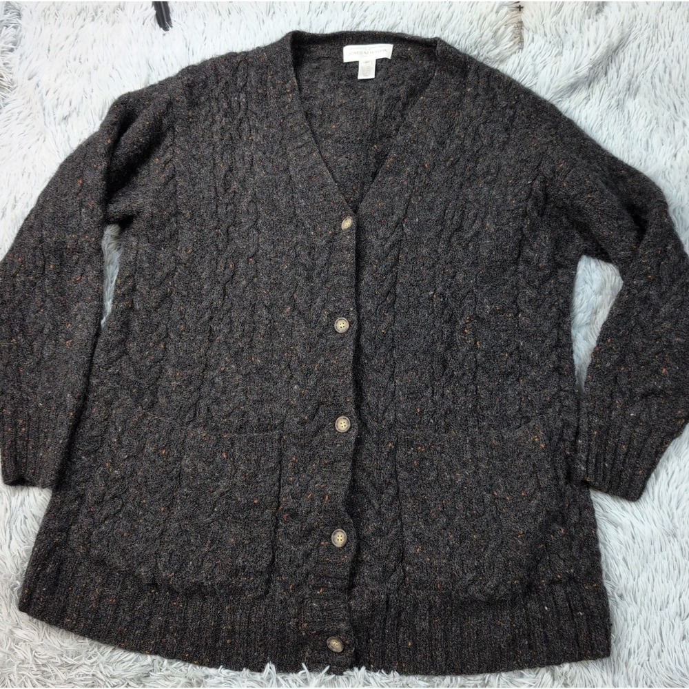 Jones New York Sweater Womens M Wool Mohair Blend Cardigan Pockets Button Up
